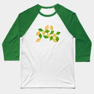 Watercolor green and tan connected diamond shapes Baseball T-Shirt